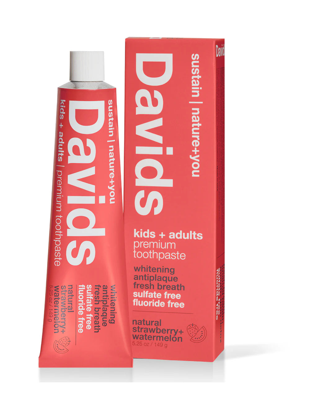 Davids strawberry watermelon flavored toothpaste (for adults + children)