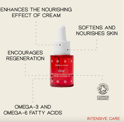 Uoga Uoga蔓越莓萃取物和摩洛哥堅果油臉部精華油