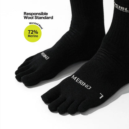 Invisible 美麗諾羊毛越野跑輕量中筒五趾襪