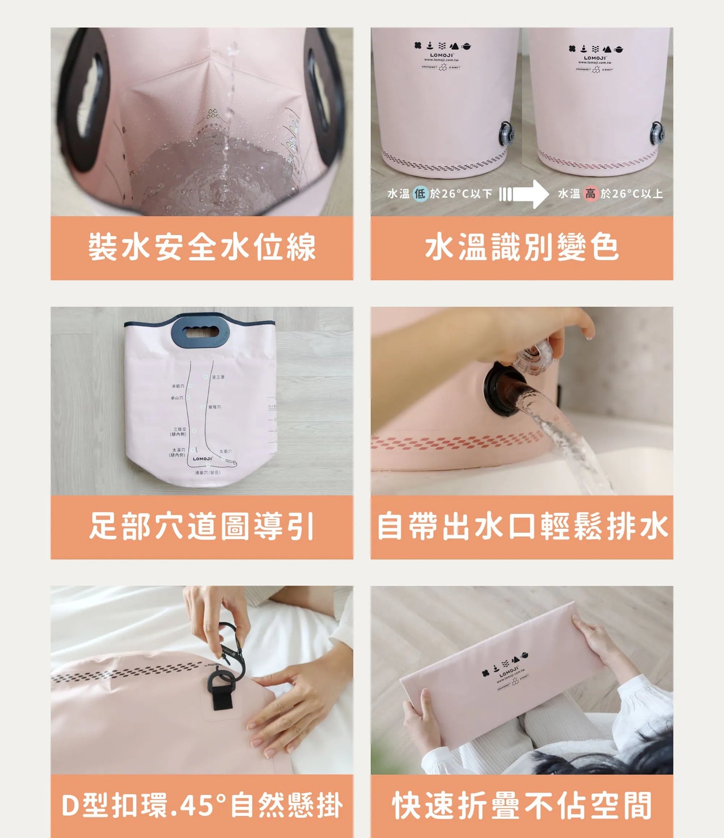 團購預訂 Lomoji SPA級溫感足浴袋腳底按摩穴道泡腳 溫暖舒緩雙腿｜輕巧可折疊收納
